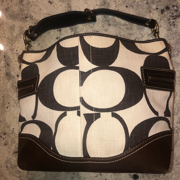 Coach Handbags - Coach Legacy Handbag White Brown Leather Trim